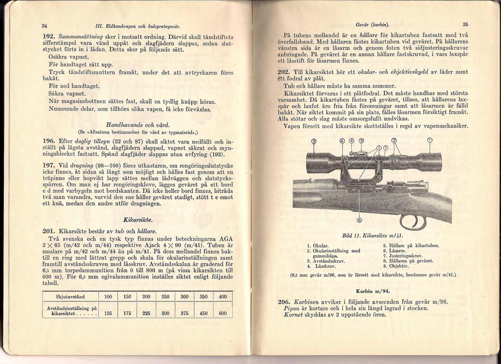 - - ------ -- -----~----------------- 34 III. Eldhandvapen och k~lspr:utegevär. 1_92. Sa11111nansättning sker i motsatt ordning. Därvid skajl tändstiftets sifferstämpel vara vänd uppåt och sl;tg.