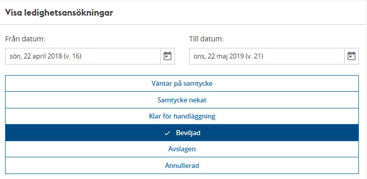 Ledighetsansökan Kommunadministratören kan se de ledighetsansökningar som har skapats på alla skolor och kan även skapa en ledighetsansökan på uppdrag av vårdnadshavare.