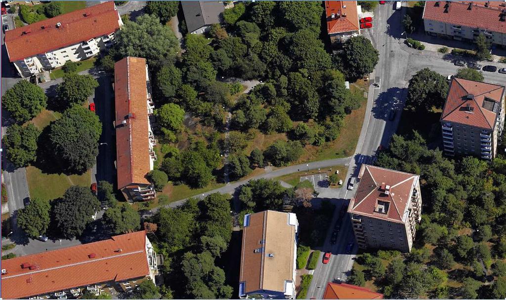 Området Planområdet. En del värdefulla träd finns inom området. Träden kommer att mätas in och bedömas i planskedet.