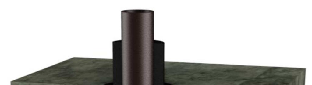 Betongvägg och betongbjälklag 150 mm Isolerat stålrör (d) Ø219 mm i betongbjälklag.