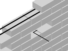 1. INLEDNING Bild 1.8b. Närbild på armeringens och kramlans placering i muren. Bild 1.8c. Armering över och under öppningar samt genom murpelare. 1.6.