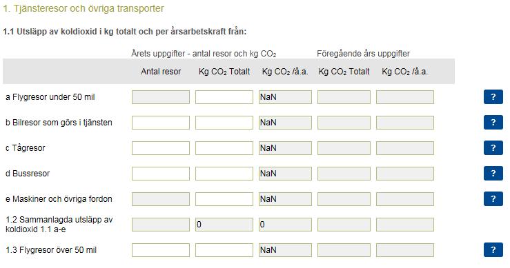 14(32) Hjälptext Flygresor över 50 mil: Flygresor över 50 mil avser både in- och utrikes resor. En mellanlandning räknas som en separat resa vid beräkning av koldioxidutsläpp.