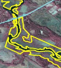 områden som domineras av buskar. Figur 36. Delar av svämängarna längs Gigån, nordost om Åsele, med gräns från Naturtypskartan (gul linje i högra bilden).