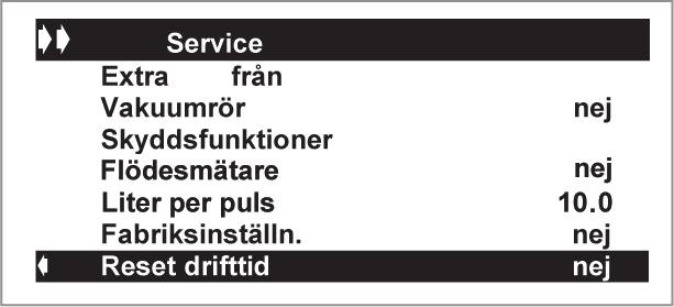 5.7 / Fabriksinställning Om alla fabriksinställningar önskas tillbaka, välj raden Fabriksinställn. och tryck på för att aktivera raden Välj sedan ja med.