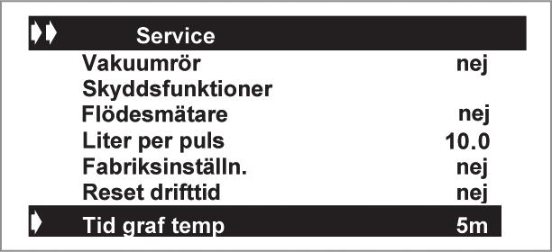 1. Meny Temperaturer I den här menyn visas alla aktuella temperaturer. Om man vill se temperturloggning tillbaks i tiden väljer man givare med eller.