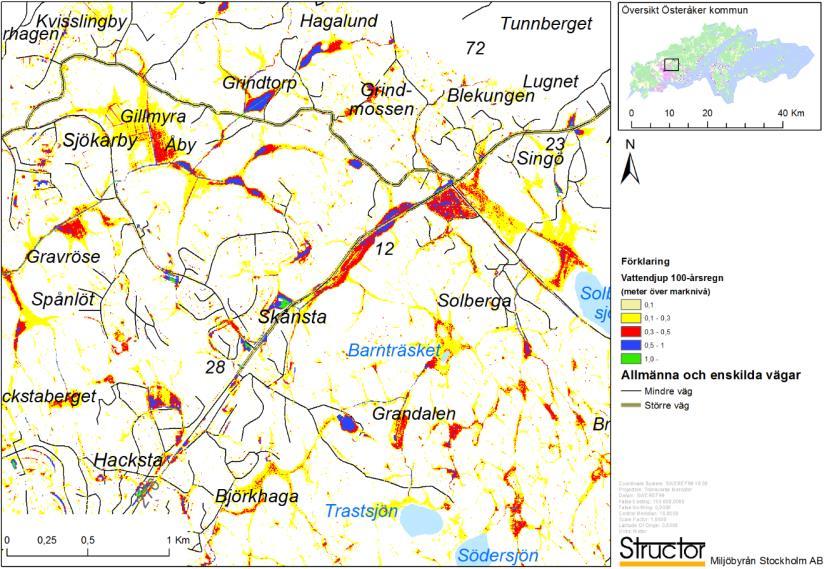 2016-02-26, s 58 (65) Vägar och järnvägar Inom Österåkers kommun har några befintliga vägar identifierats som kan utsättas både för extrema havsvattenstånd och för extrem nederbörd.