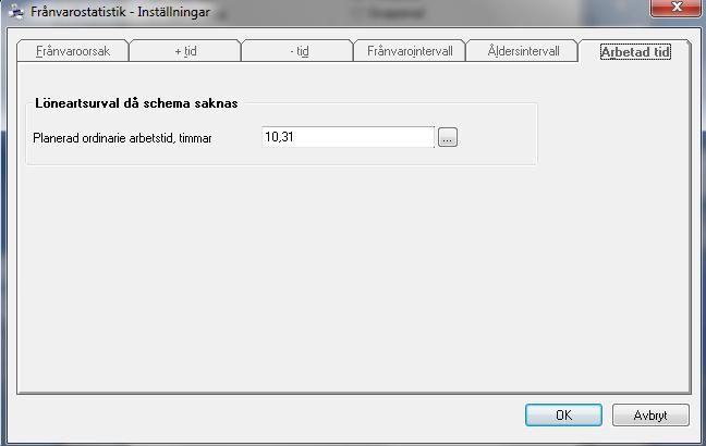 Arbetad tid beräknas utifrån det schema som ligger på de anställda alternativt de lönearter du angett under knappen Inställningar, fliken Arbetad tid: Genom att föra över rapporten
