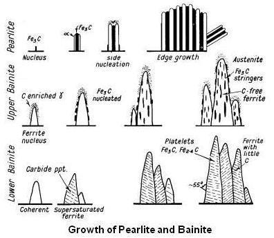 Figur 10 Schematisk bild över tillväxten av perlit,