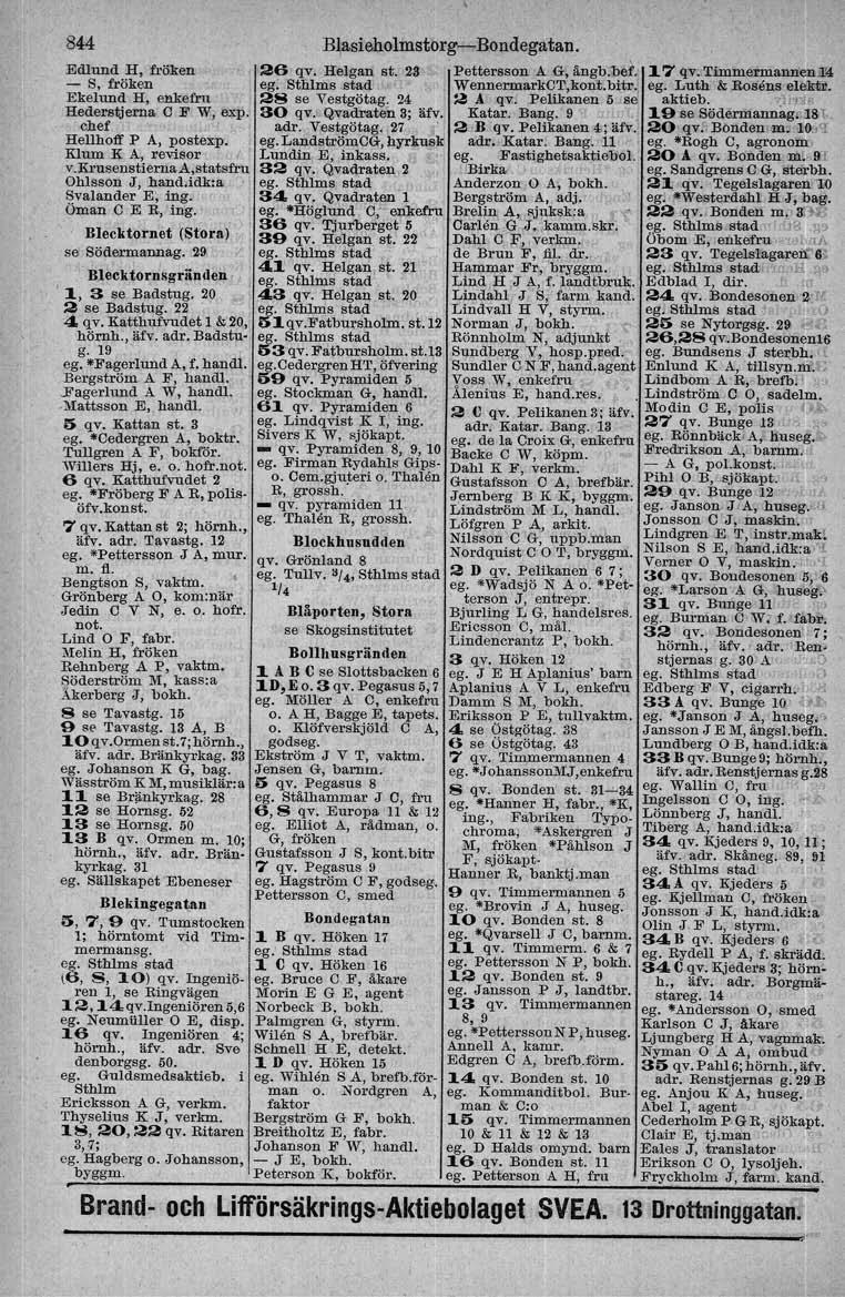 844 Ed!und H, fröken - S, fröken Ekelund H, ebkefru Hedersijerna C F W, expo chef HellholI P A, postexp, Klum K A, revisor v. Krusenstiema A,statsfru Ohlsson J,.hand.idk:a Svalander E;.ing.