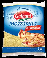 Mozzarella Grattugiata har den klassiska, friskt milda mozzarella-smaken och levereras i praktisk 2 kg påse som är lätt att återförsluta.