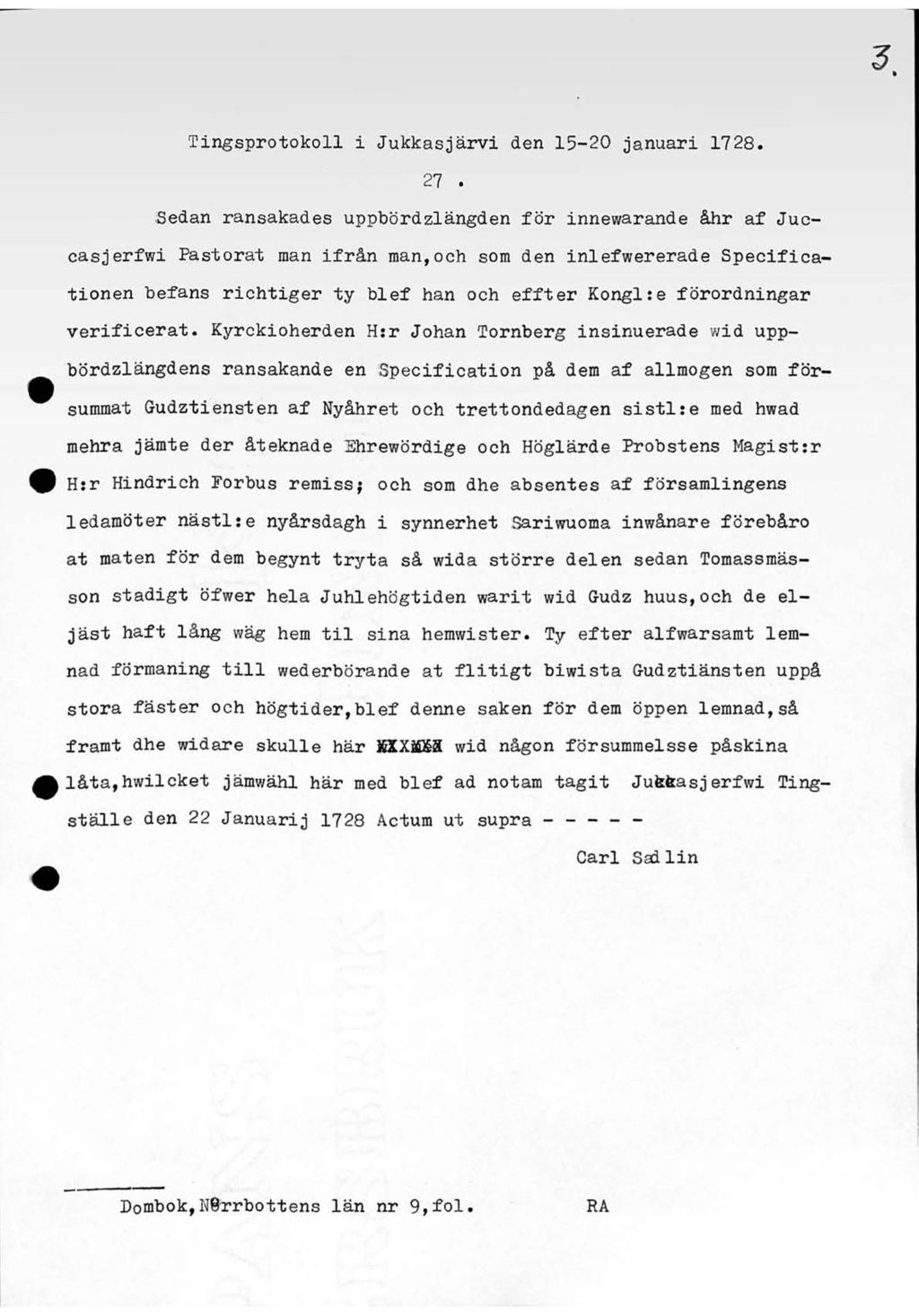 TingsprotokollMXKJukkasjärvi den 13-20 januari 1732. 27.