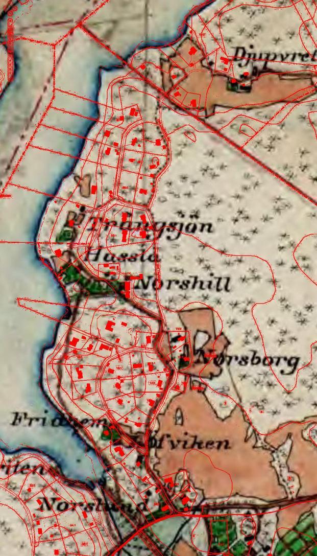 Idag ligger de äldre husen som miljöskapande inslag i ett omfattande småhusområde som skapades i början av 1940-talet.