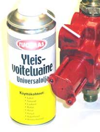 3. Oljan sprids jämnt på spärrhuvudets rörliga delar. 9.