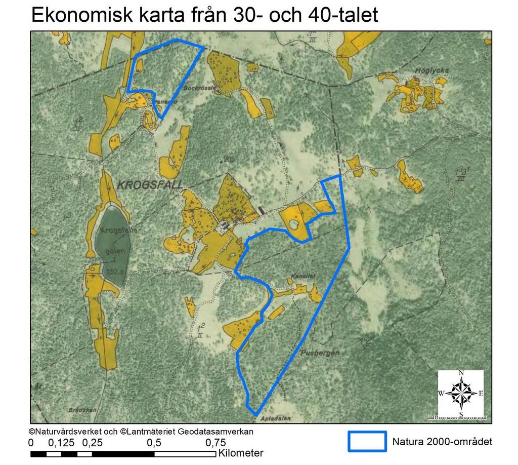 Natura 2000-område Natura 2000-kod Diarienummer Sida 16 av 18 Den ekonomiska kartan från 30- och 40-talet