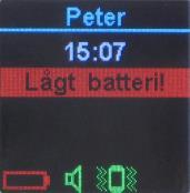Batteri larm RX900A När batteri symbolen skiftar färg från grön till gul, bör RX900A
