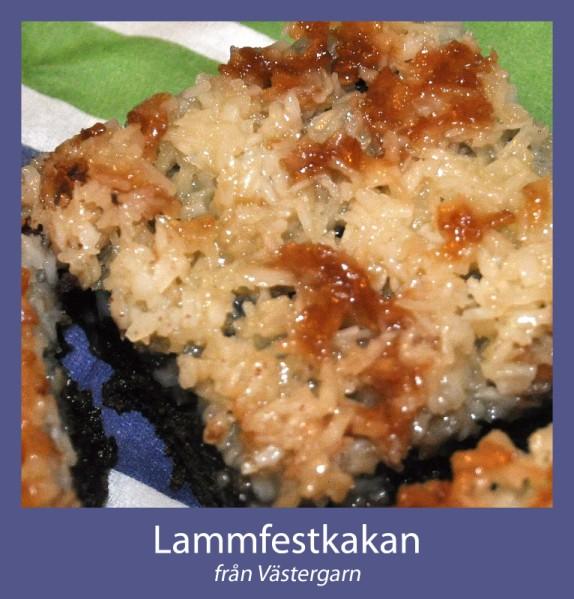 Jag var på Västergarns Lammfest i somras och de bjöds på jättegott lamm, men även en kaka till kaffet som jag hade svårt att glömma så jag fick receptet och här får ni receptet om ni vill prova