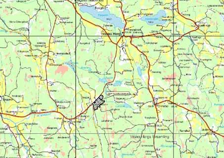 ligger i övergångsbygden sydväst om Västra Harg i Mjölby kommun på gränsen till Boxholms kommun. 3.
