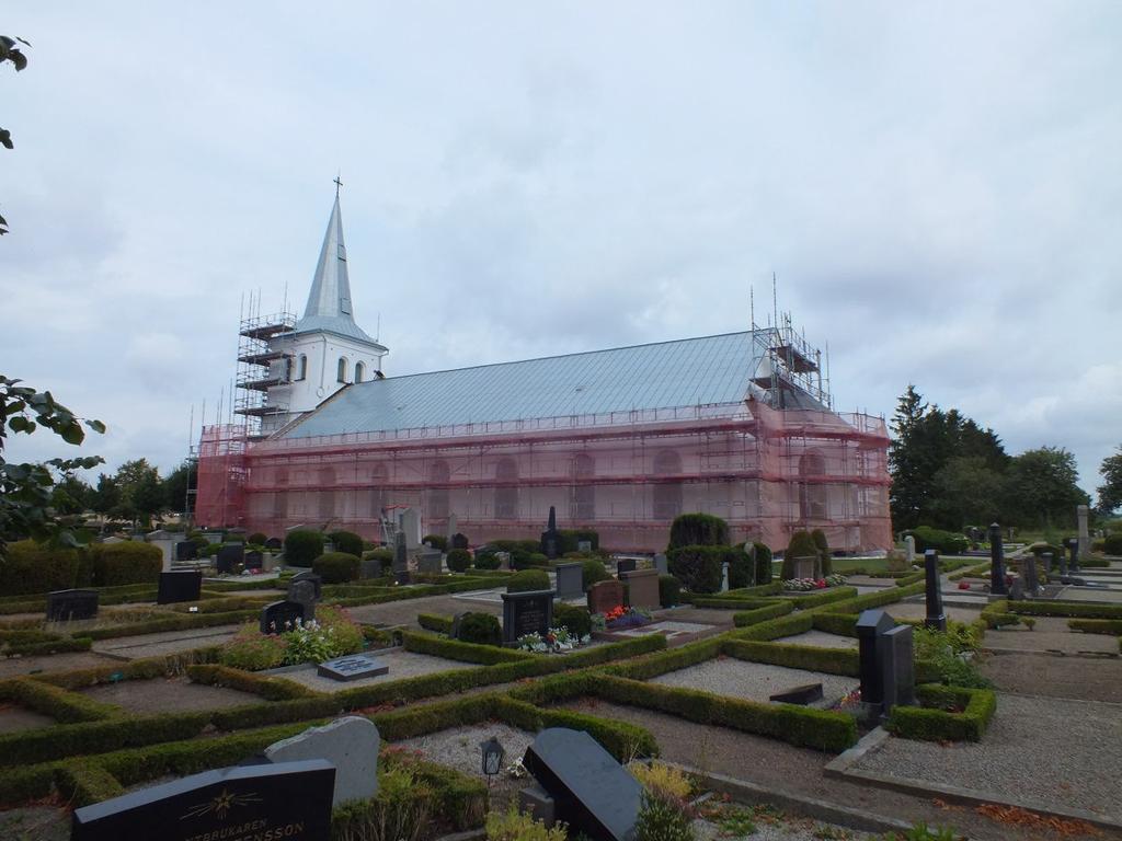 Tryde kyrka utvändig renovering Taket har inte målats som ursprungligen var tanken enligt beslut 2010, utan har istället lämnats omålat i enlighet med Länsstyrelsen beslut 2012.