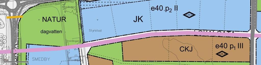 0 Figur 17: Eftersom dubbla fält per riktning krävs in/ut bägge cirkulationsplatserna,
