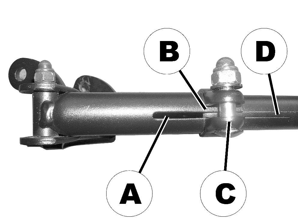 insexnyckel 4 mm Lossa fixeringsskruvarna (1) vid vinkeljusteringens pivotpunkter med hjälp av den fasta U-nyckeln 10 mm och insexnyckeln 4 mm. 2.