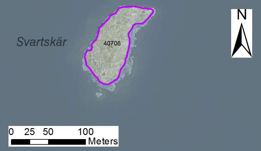 enskilda öar Arbetsinsats åtgång (1: <0,5 dv, 2: 0,5-1 dv, 3: >1 dv) Total areal 40706 Svartskär SE0610006 1 1 0,47 Beskrivning: Friliggande skär