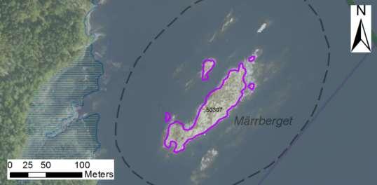 enskilda öar Arbetsinsats åtgång (1: <0,5 dv, 2: 0,5-1 dv, 3: >1 dv) Total areal 50307 Märrberget SE0610006 5 2 0,44 Beskrivning: Skär öster om Västra Tormesön precis norr om farleden.