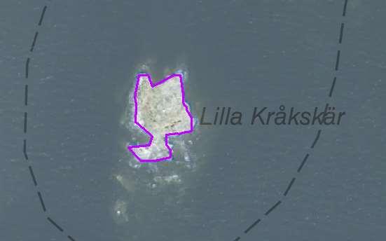 enskilda öar Arbetsinsats åtgång (1: <0,5 dv, 2: 0,5-1 dv, 3: >1 dv) Total areal Svartskär (Lilla Kråkskär) SE0610006 4 3 0,24 50901 Beskrivning: Fritt liggande skär (lilla Kråkskär) som ligger