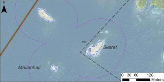 Total areal Arbetsinsats åtgång enskilda öar (1: <0,5 dv, 2: 0,5-1 dv, 3: >1 dv) 51204 Lakholmsskären SE0610006 3 1 0,39 Beskrivning: Tre skär, ett större