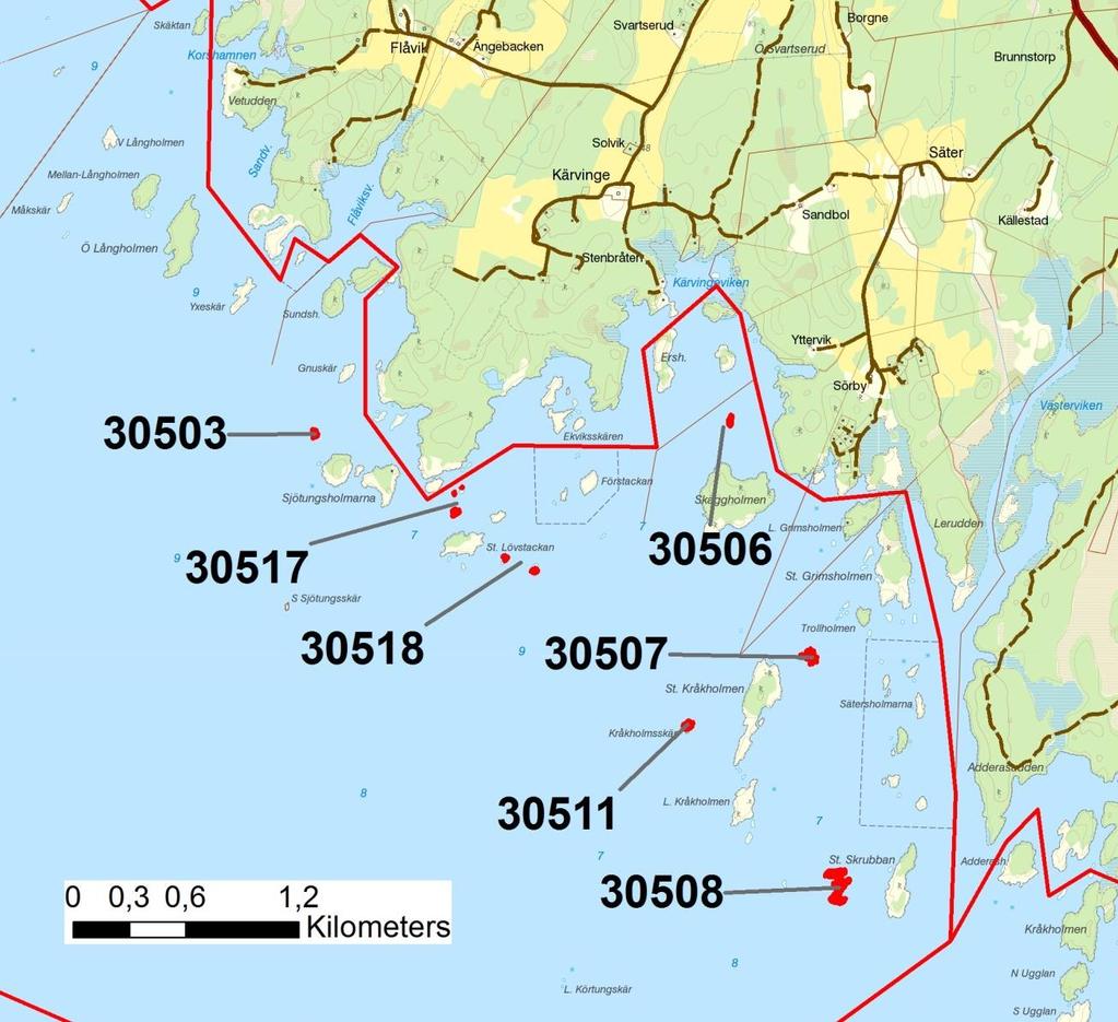 Bilaga 1b - till Restaureringsplan fö r fa gelska r Delområde 305 Översiktskarta i LIFE+ Vänern, delområde 305.