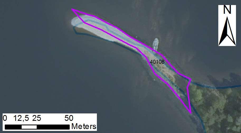 enskilda öar Arbetsinsats åtgång (1: <0,5 dv, 2: 0,5-1 dv, 3: >1 dv) Total areal 40108 Dagsholmens nordvästra udde SE0610006 1 2 0,10 Beskrivning: Lokalen utgörs av Dagsholmens nordvästra udde, där