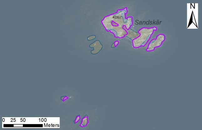 enskilda öar Arbetsinsats åtgång (1: <0,5 dv, 2: 0,5-1 dv, 3: >1 dv) Total areal 40307 Sandskär SE0610006 8 1 0,67 Beskrivning: Delvis skogsbevuxet skär söder om Bärön med några småkobbar i sydväst.