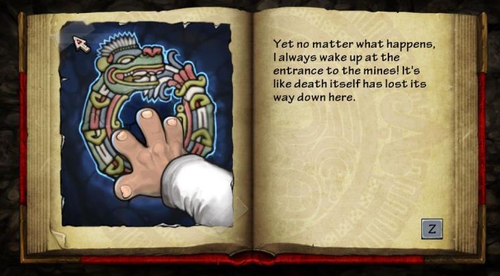Figur 9: Journal från spelet Spelunky. Introduktionsbanorna ger spelaren en stegvis introduktion till styrmekaniken där en bild på vad spelaren kan åstadkomma med de olika tangenterna visas. Se 10.