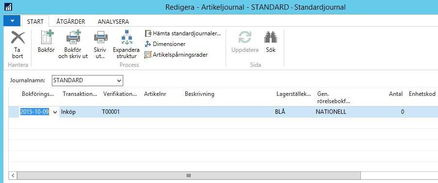 Hitta funktionen Avdelningar/Lager/Lagerjournaler/Artikeljournaler Avdelningar/Lager/Lagerjournaler/Inventeringsjournaler Inställningar På artikeljournalen kan