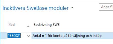 Sök SweBase Välj den eller dom moduler som skall