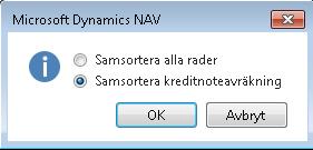 För att samsortera några rader, märk dom och klicka på Samsortera betalning.