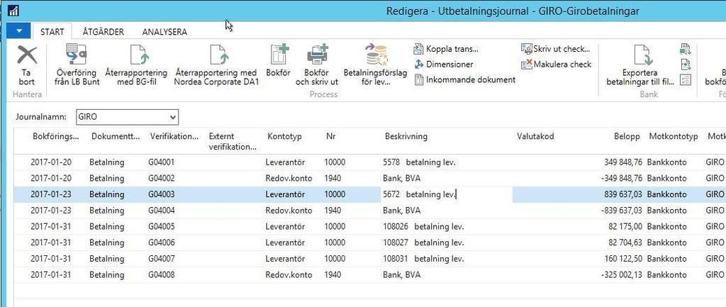 Kontonr Bokföringsdatum Om du valt Kontotyp Redov.konto ovan anger du redovisningskontonumret i fältet.