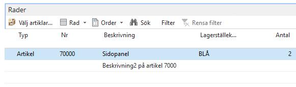 Beskrivning2 på artikel till dokumenten Lägg en text på artikelns fält Beskrivning2.