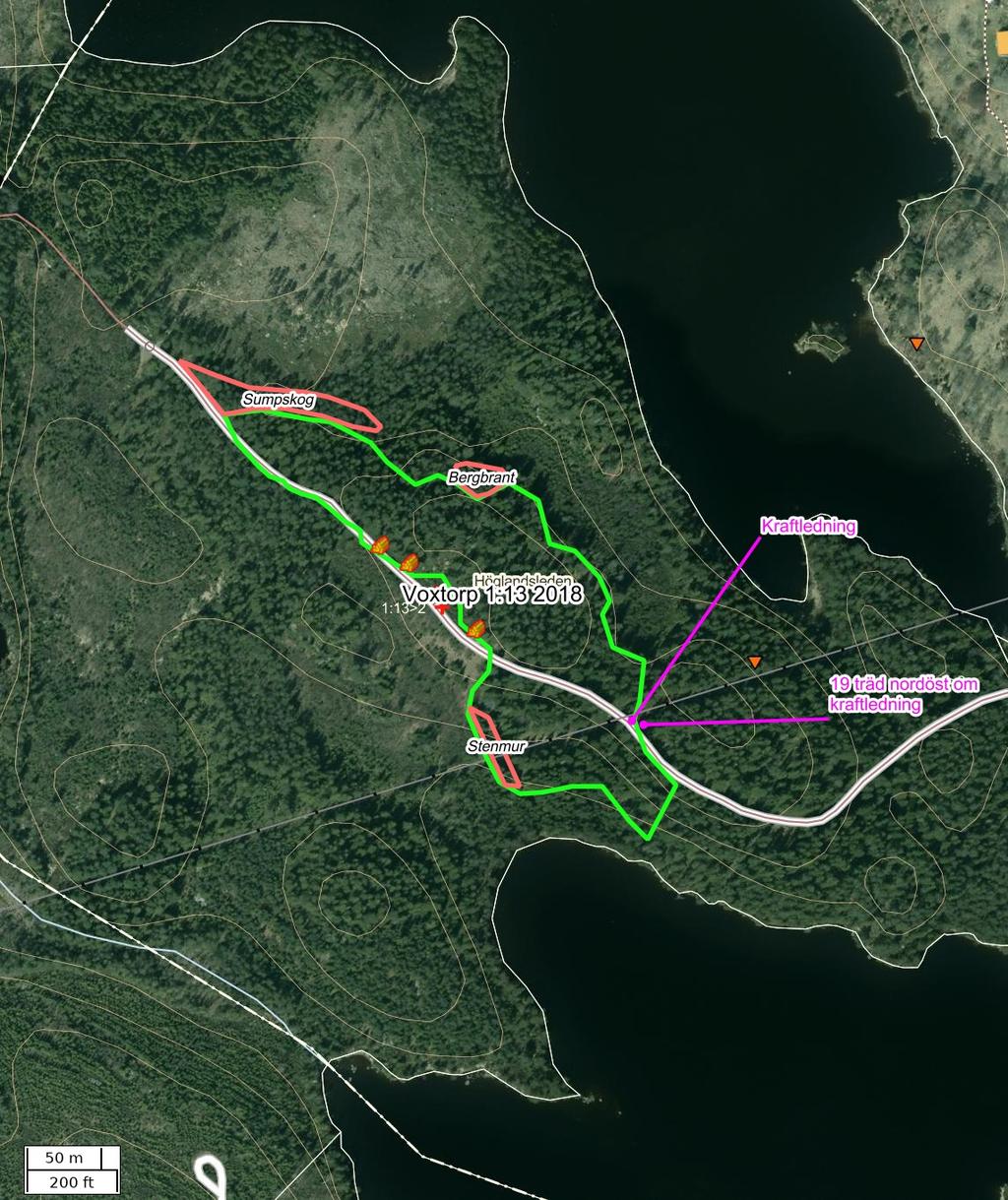 Traktdirektiv 2018-08-24 13:41 Voxtorp 1:13 2018 Hushållningssällskapet Skog Detaljkarta Skala: ~1:3500