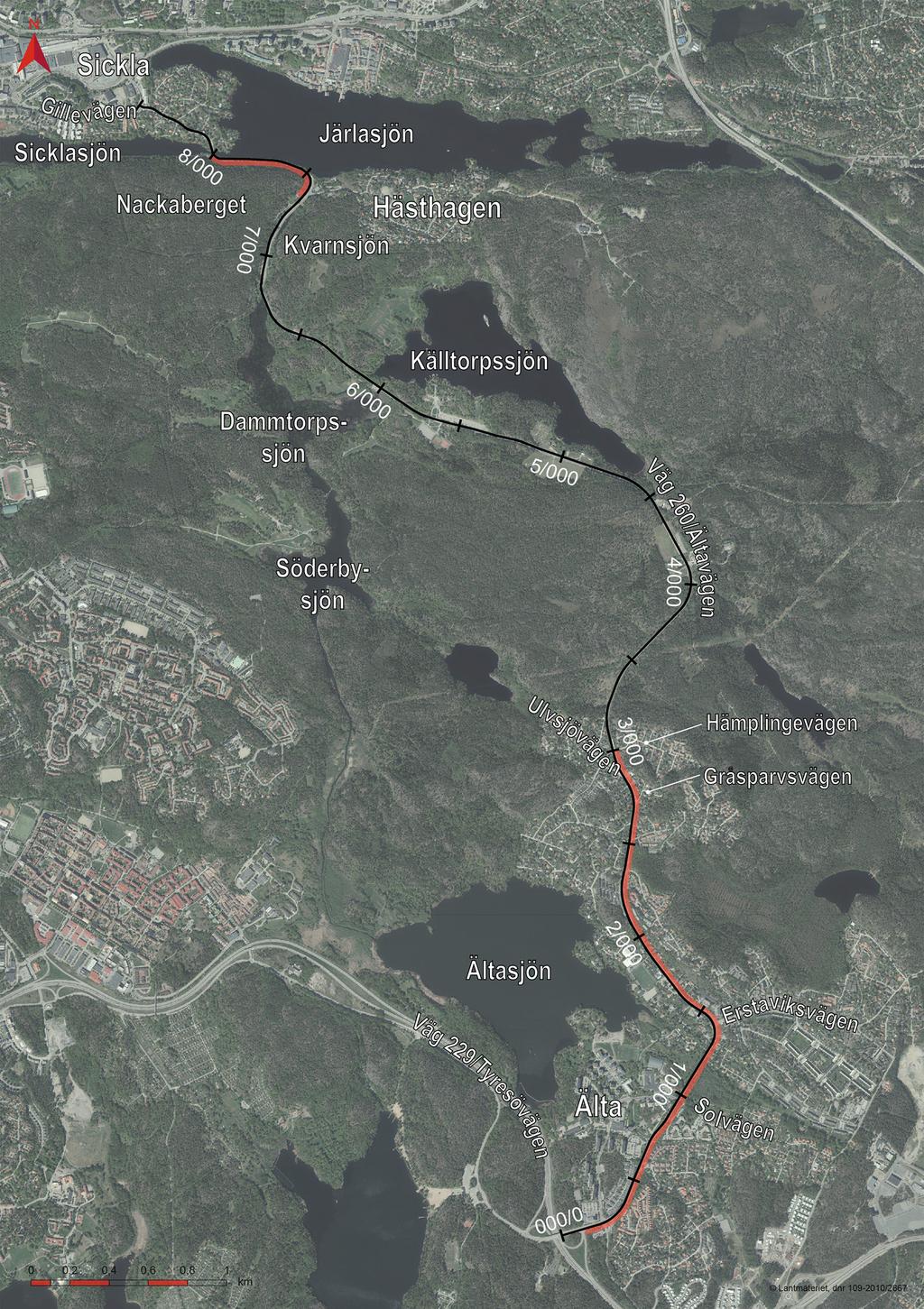 Bild 2. Karta över sträckan.
