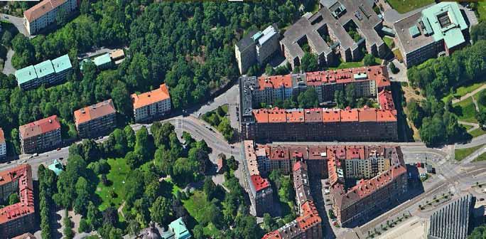 BEBYGGELSEKARAKTÄR FUNKTIONALISM Carlandersplatsen är en mycket synbar gräns mellan två tydliga byggnadsstilar och tidsepoker i Johanneberg, stenstaden möter funktionalismen.