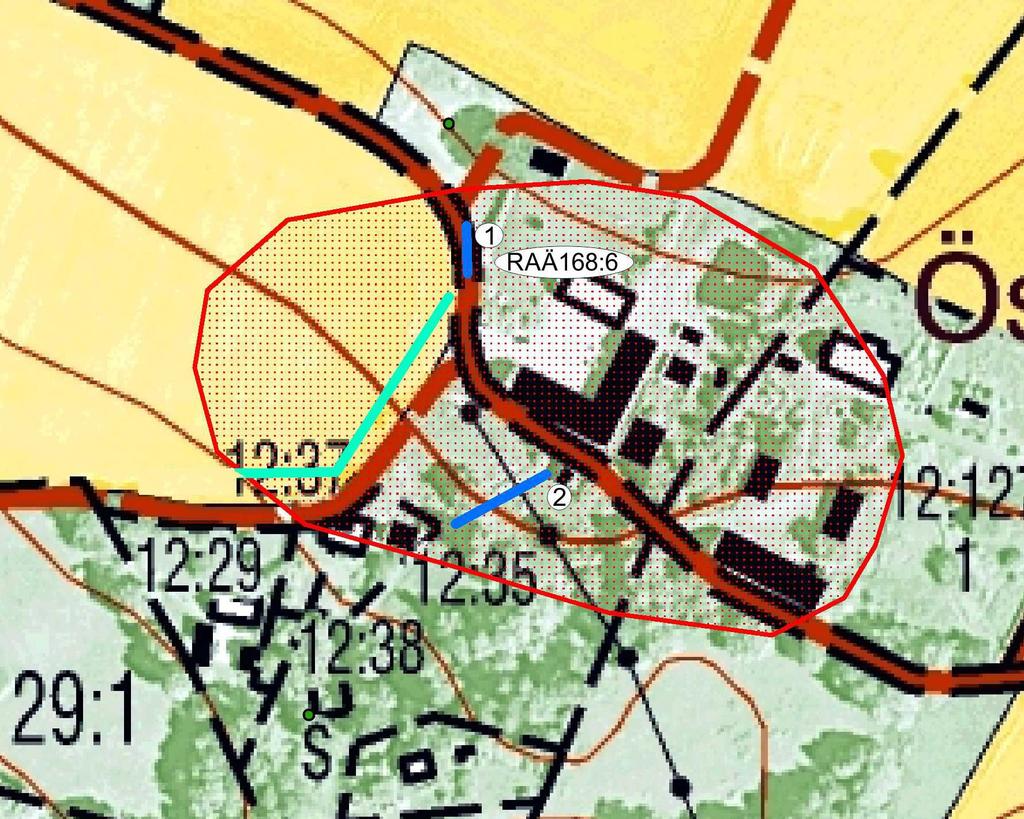 vägområde. Möjligheten att påträffa orörda lämningar där får anses var mindre än i åkermark.