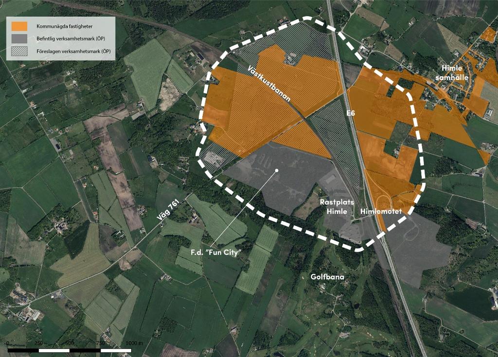 2019-02-19 9 (14) Dnr: KS 2018/0645 2.3 Geografisk avgränsning I kommunens översiktsplan är det främst marken väster om E6:an som pekas ut som ny verksamhetsmark.