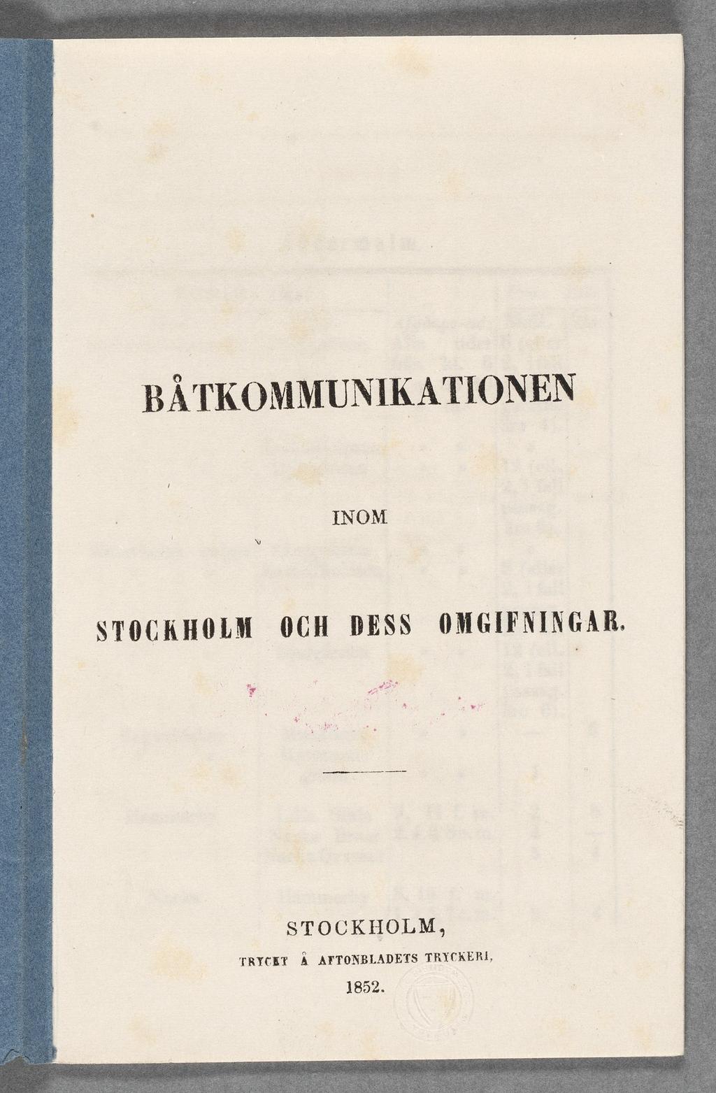 BÄTKOMNIUNIKATIONEN STOCKHDLM OCH IJESS OMGIFNINGAR.
