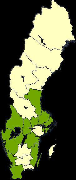 Figur 8. Län för vilka digitaliserade data användes i analysen. 3.2.1 Öppna och rörlagda diken I Tabell 2 visas antal akter samt längd diken för olika län.
