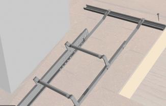 Det första steget är placerat så att det kommer mellan två takspärrar, eftersom det är nödvändigt att montera en fästskena på toppsteget.