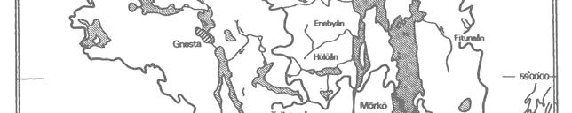 Regarn i söder) ingår i område A. För södra delen av området har Trosaåns avrinningsområde (C på kartan) p.g.a. sin storlek behandlats separat, medan övriga områden innefattas i område B.