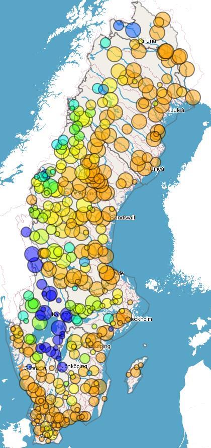 Tabell 20. Beräknad längsta rinn-tid till havet för de 10 huvudavrinningsområdena (HARO) med längst rinn-tid (år). Endast den längsta rinn-tiden inom varje huvudavrinningsområde anges.