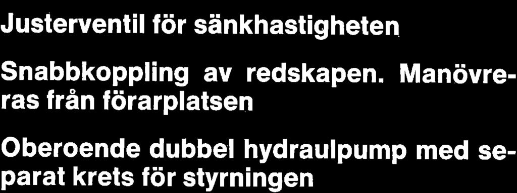 Tryckoljeuttag med sjdlvutlosande sdkerhetskoppl ing Snabbkoppling for toppstang, standard pa 1246 Reglage for 3-punkten Reglage for