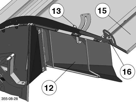 Drift Inställning av strängskärmarna - Lossa strängskärmen (12) medels lämmspaken (13). - täll in strängskärmen genom att förskjuta klämmspaken.