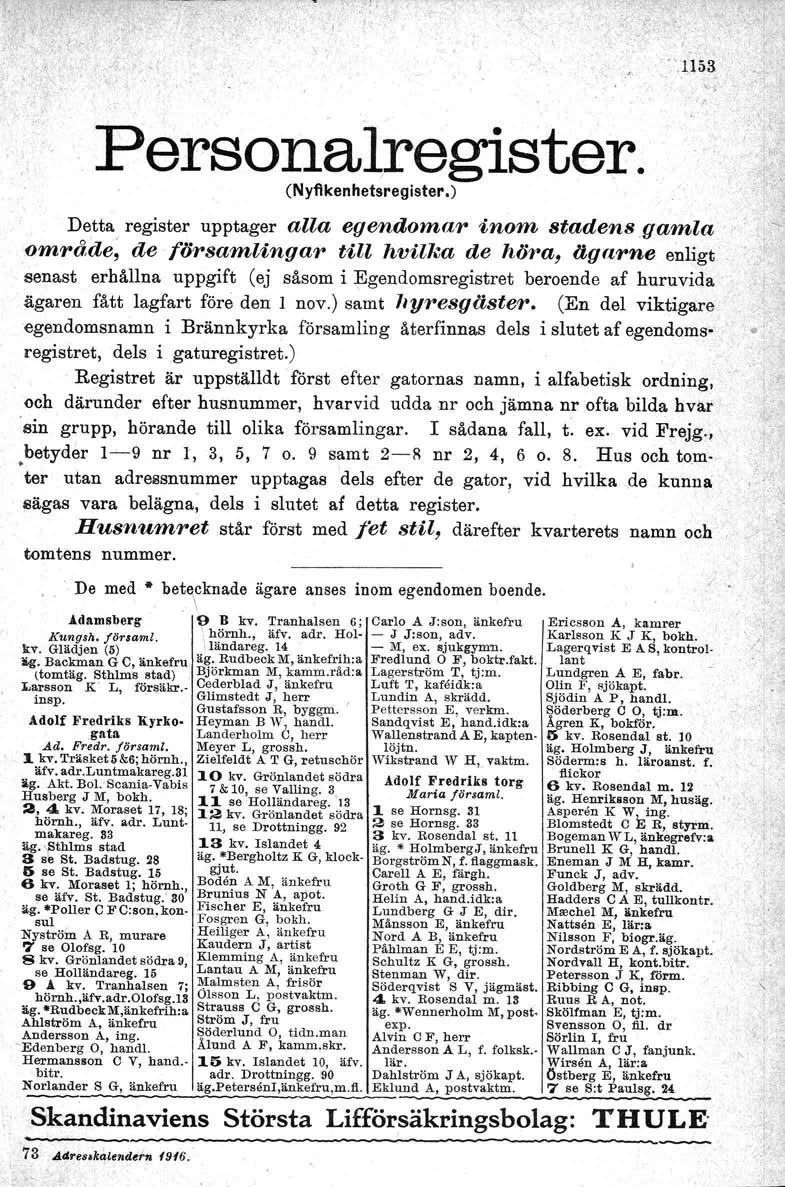 " Personalregister. (Nyflken hetsregister.